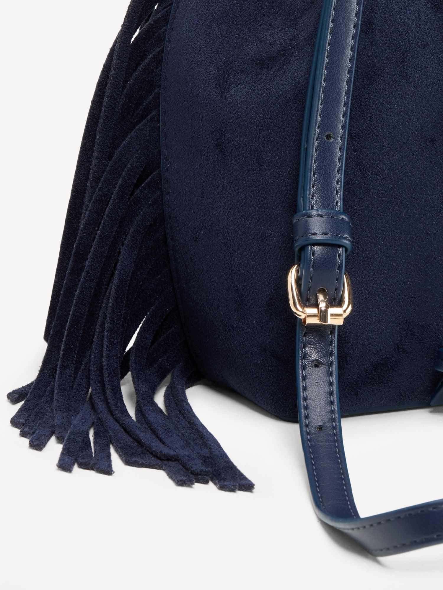 Drawstring Fringe Bucket Bag