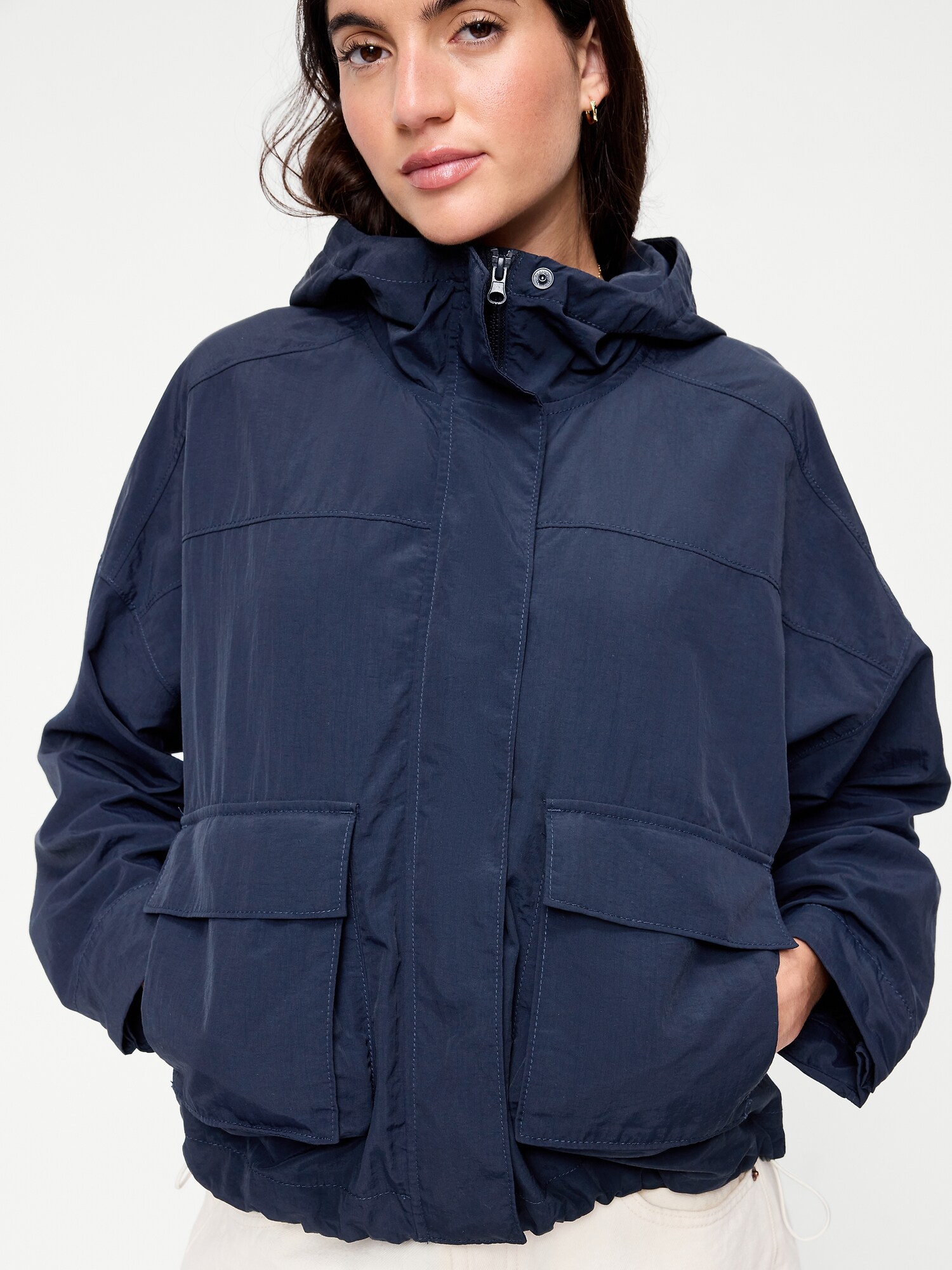 Женская куртка Old Navy Full-Zip Windbreaker, цвет: Тёмно-синий — фото 5