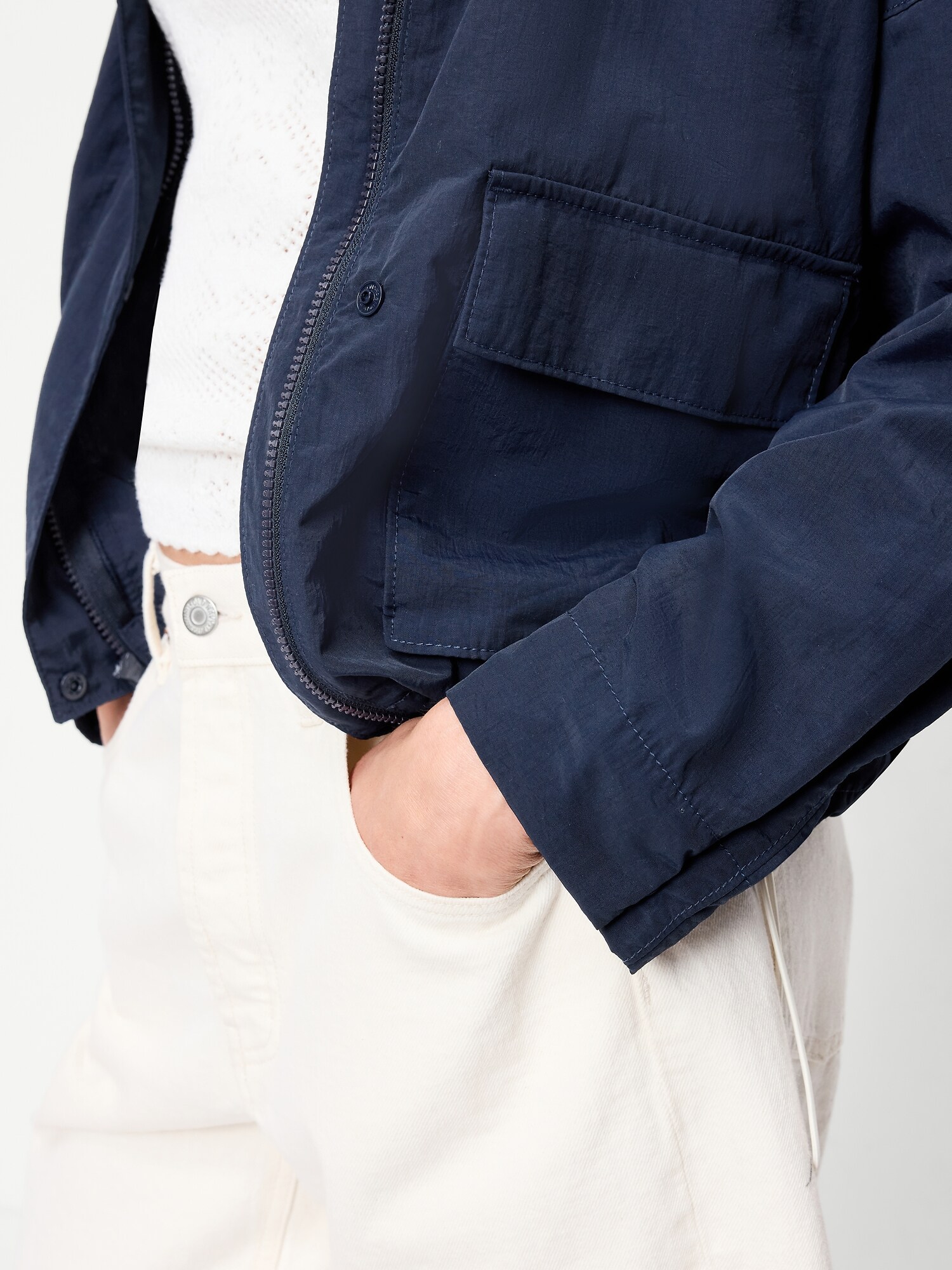 Женская куртка Old Navy Full-Zip Windbreaker, цвет: Тёмно-синий — фото 6