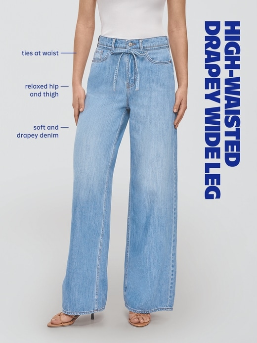 Image number 6 showing, High-Waisted Drapey Wide-Leg Jeans
