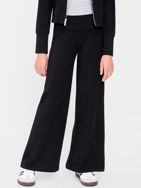 Foldover Jersey Knit Wide-Leg Pants for Girls