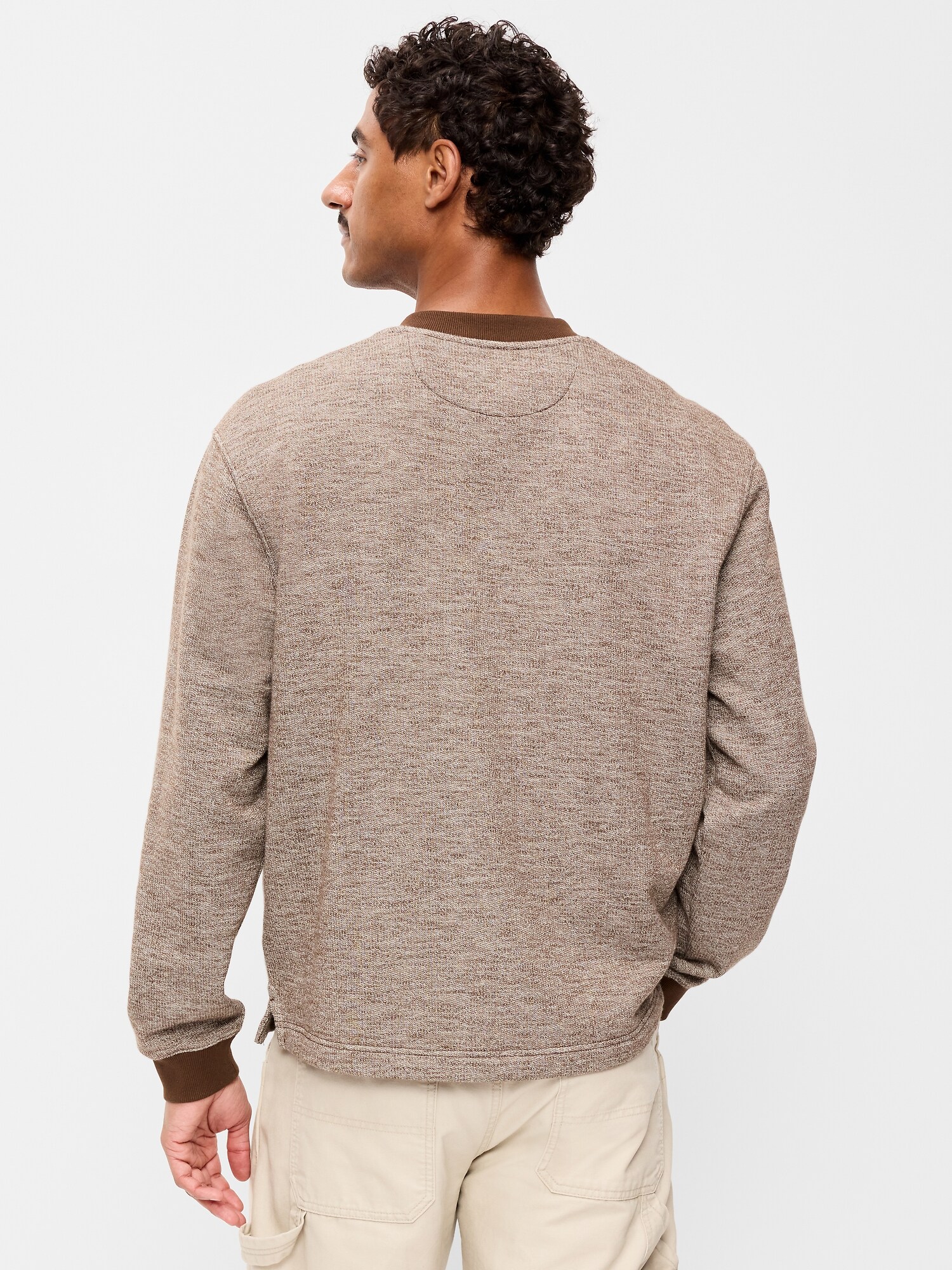 Мужская футболка Old Navy Workwear Fleece Henley, цвет: Тёмный орех — фото 2