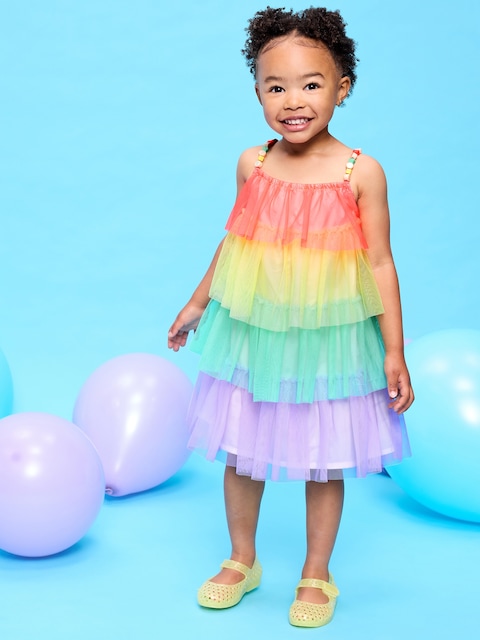 Birthday Sleeveless Tiered Tulle Dress for Toddler Girls