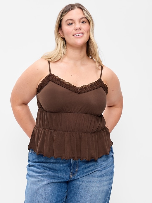 Image number 7 showing, Lace-Trim Smocked-Waist Tank Top
