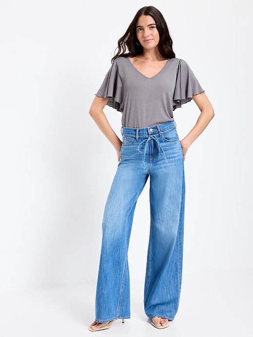 Image number 3 showing, V-Neck Flutter Sleeve Top