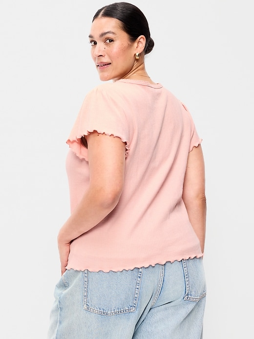 Image number 6 showing, Lettuce-Edge Pointelle Top