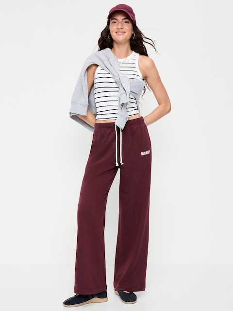 High-Waisted Fleece Wide-Leg Sweatpants