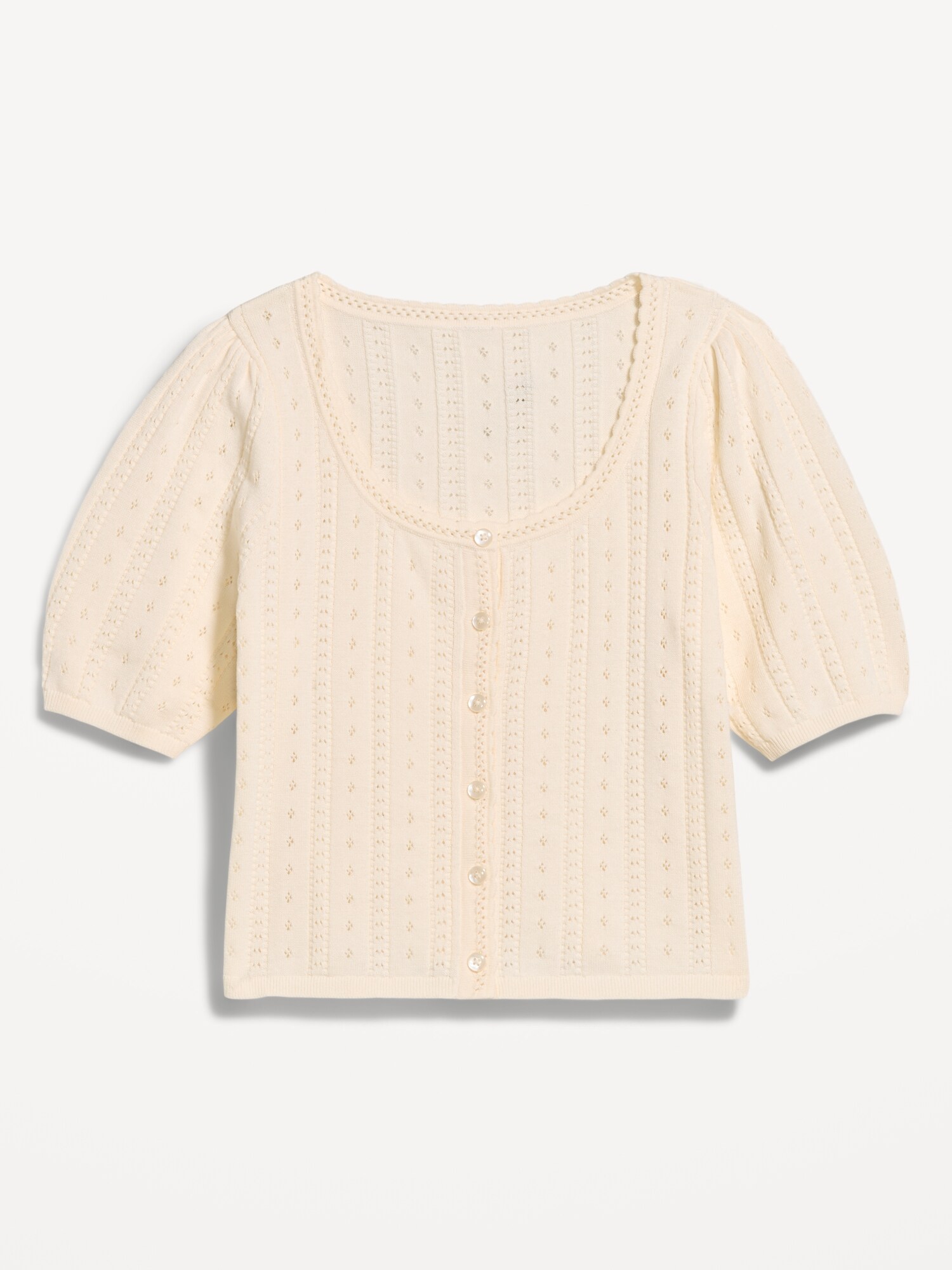 Женский свитер Old Navy Seaside Cotton Short-Sleeve Button-Down, цвет: Creme De La Creme — фото 4