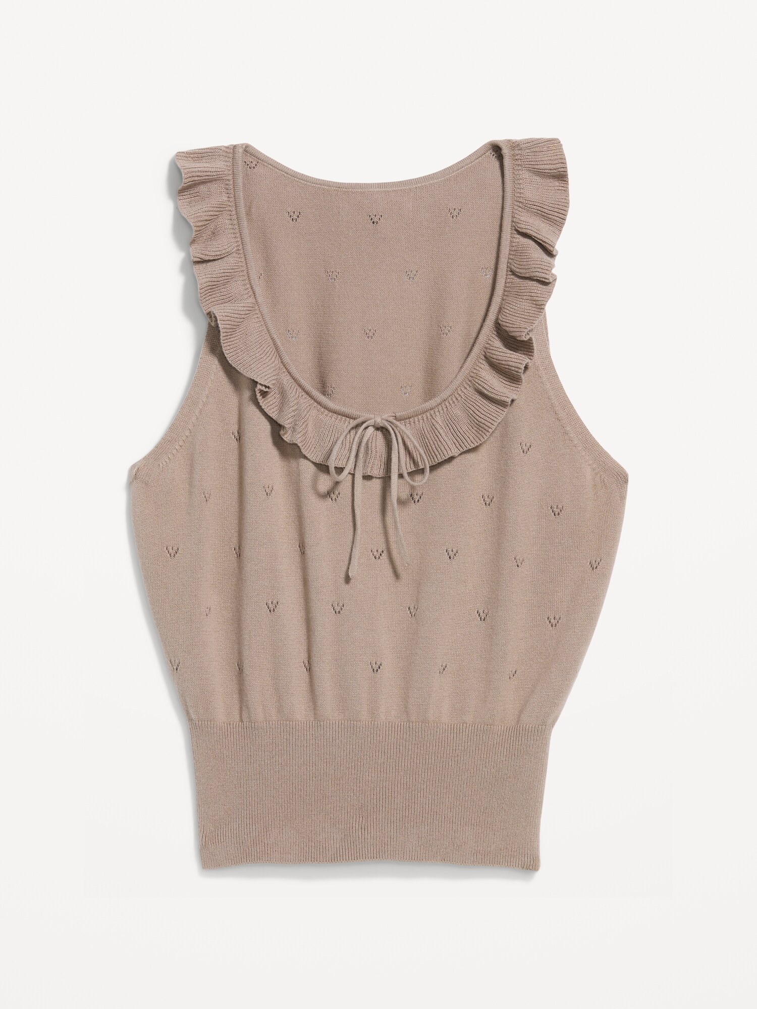 Женский топ Old Navy SoSoft Cotton Tie-Front Pointelle Tank Top, цвет: Шоколадный — фото 4