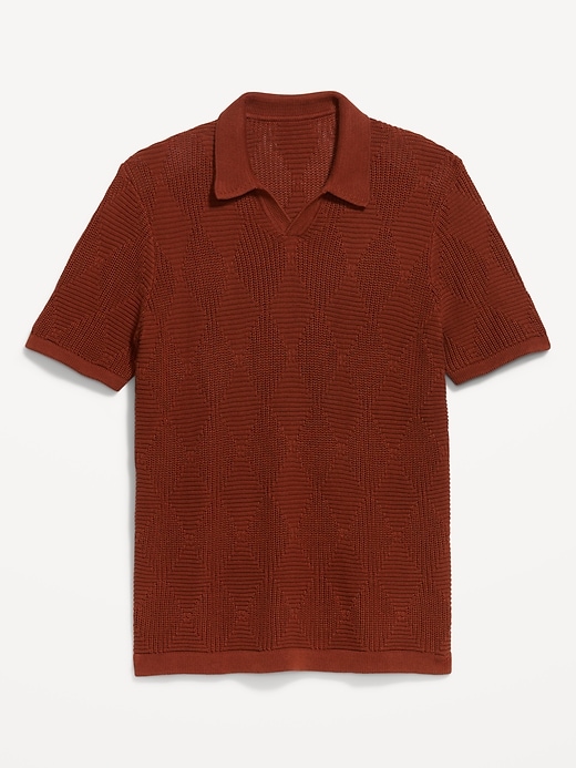 Image number 1 showing, Mixed-Stitch Polo Sweater