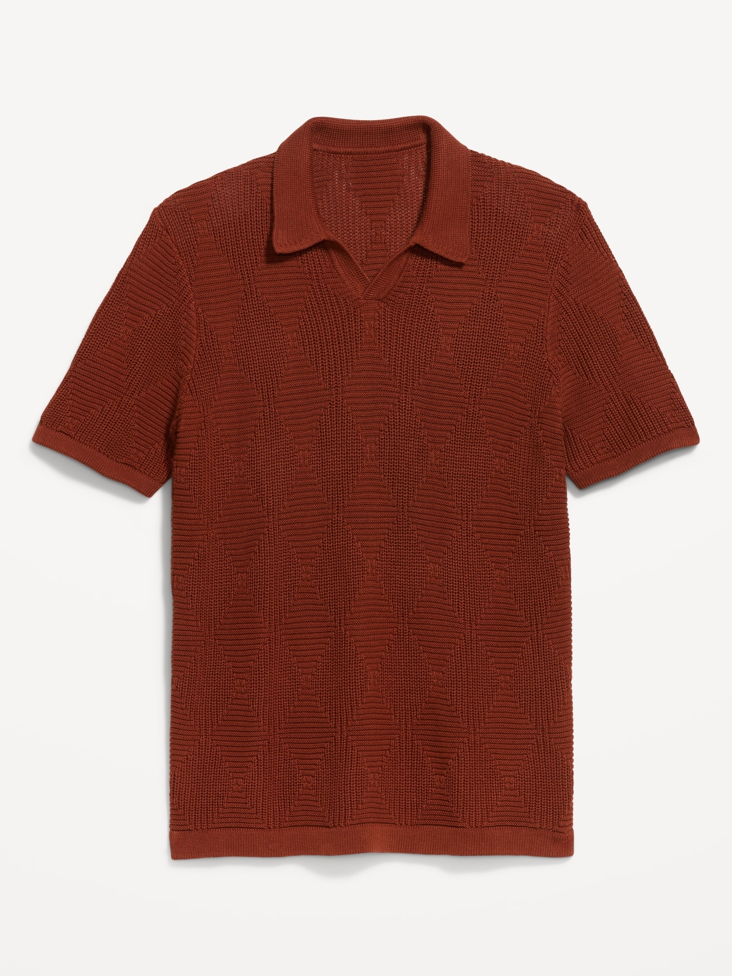 Mixed-Stitch Polo Sweater