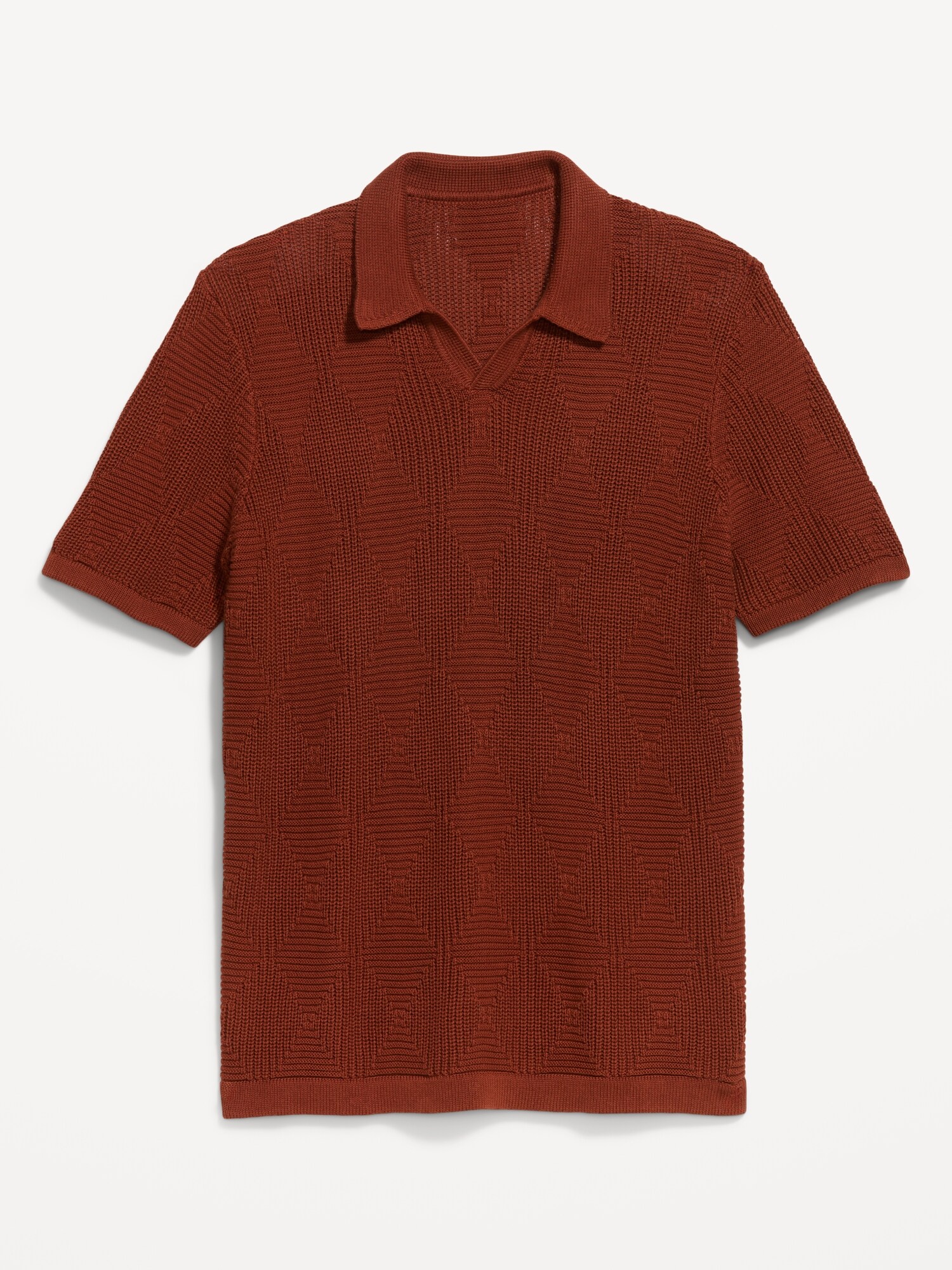 Mixed-Stitch Polo Sweater