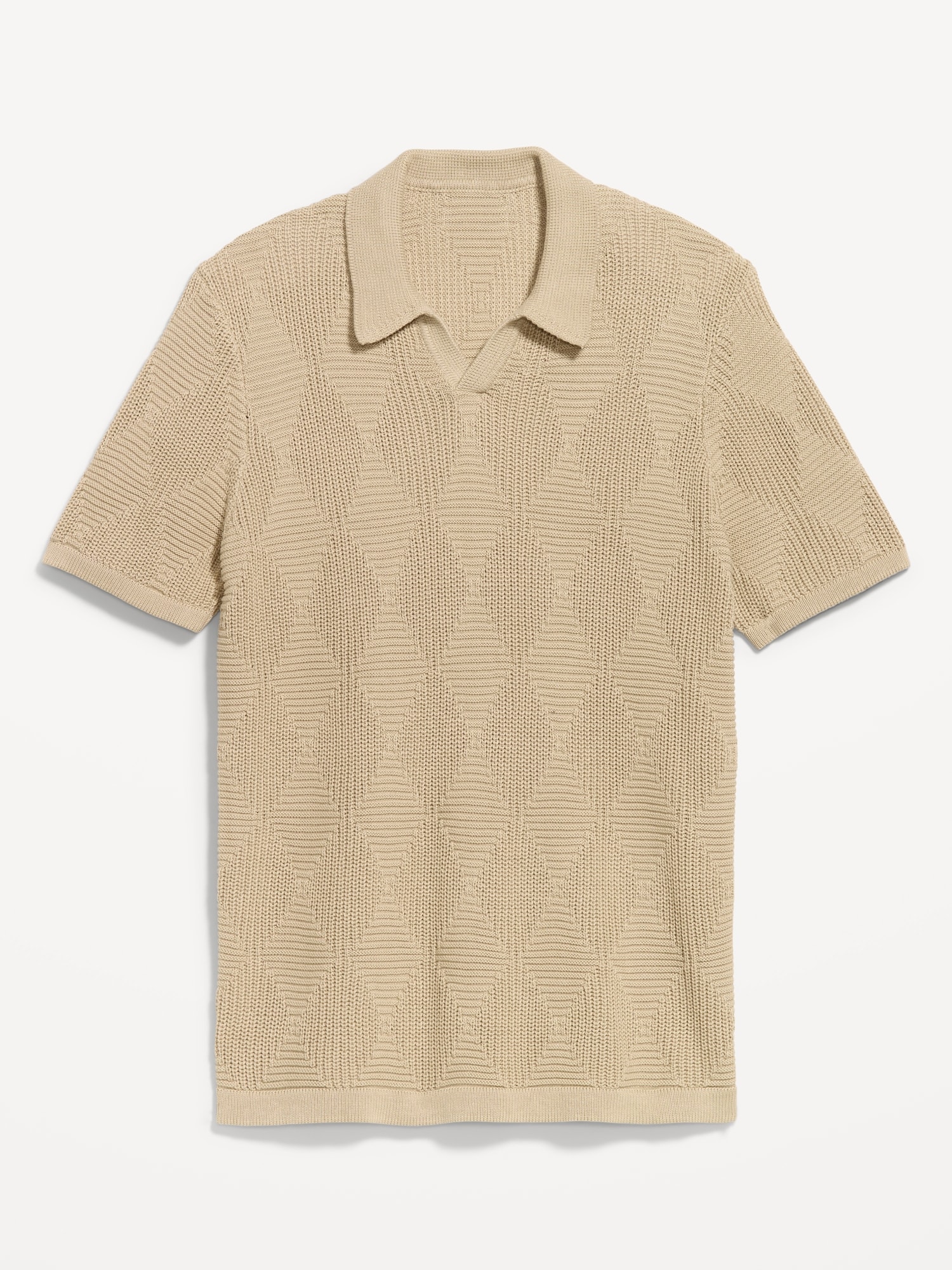 Mixed-Stitch Polo Sweater