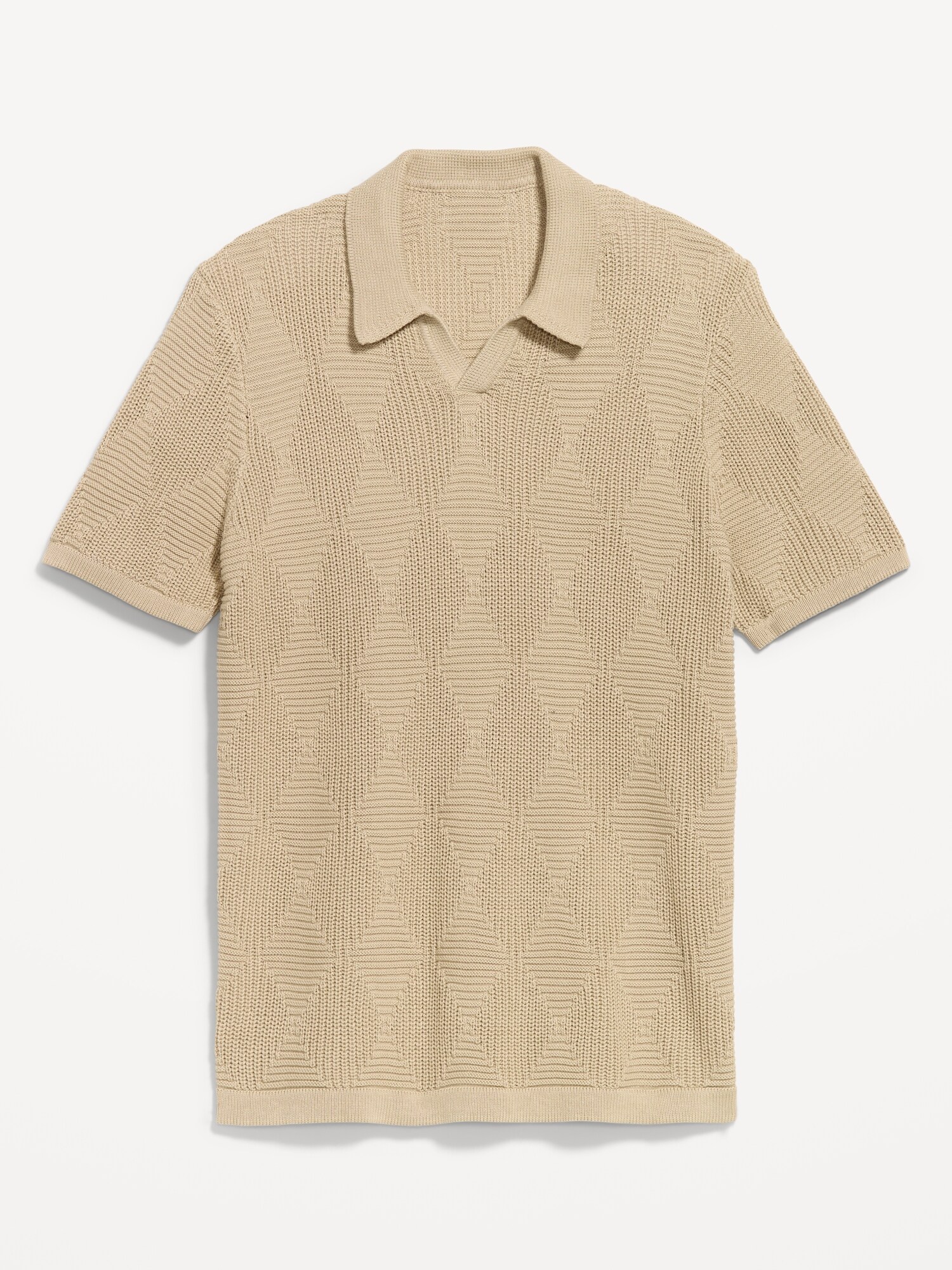 Мужской свитер Old Navy Mixed-Stitch Polo Sweater, цвет: Серо-бежевый — фото 4