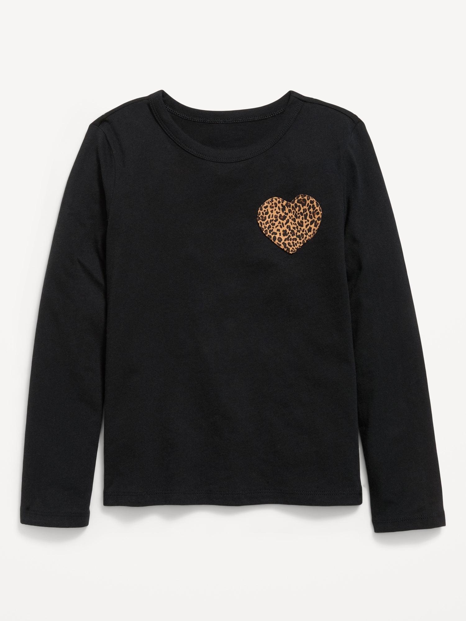 Softest Long-Sleeve Heart-Patch T-Shirt for Girls