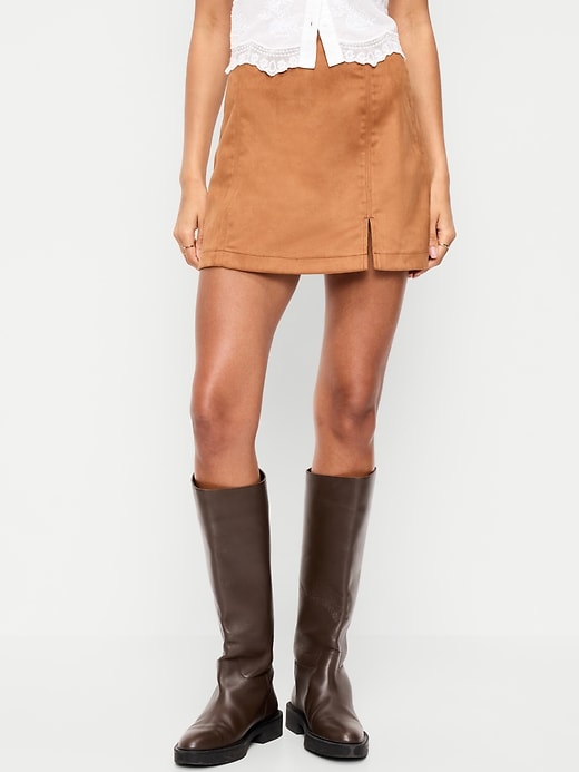 Image number 2 showing, Faux-Suede Mini Skirt