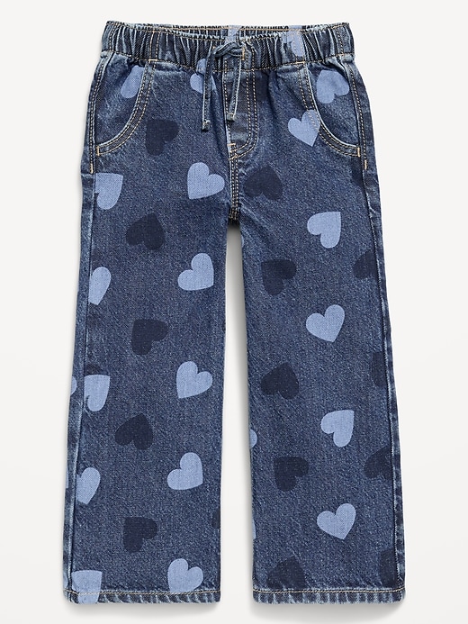 Image number 1 showing, High-Waisted Baggy Wide-Leg Pull-On Jeans for Toddler Girls