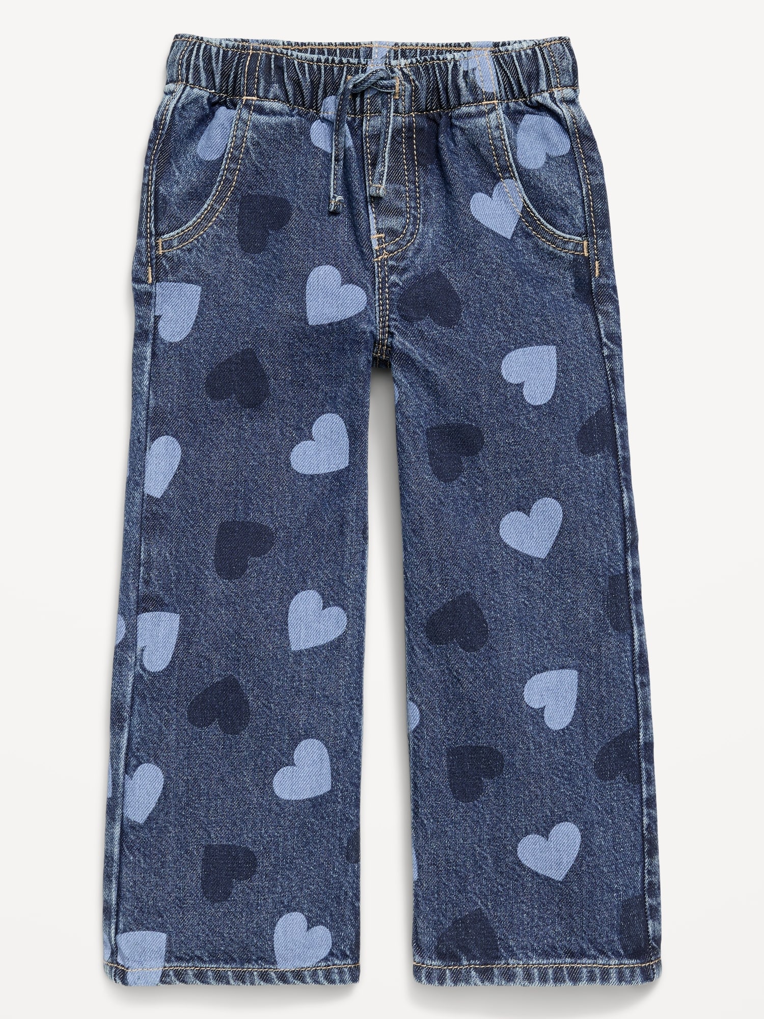 High-Waisted Baggy Wide-Leg Pull-On Jeans for Toddler Girls
