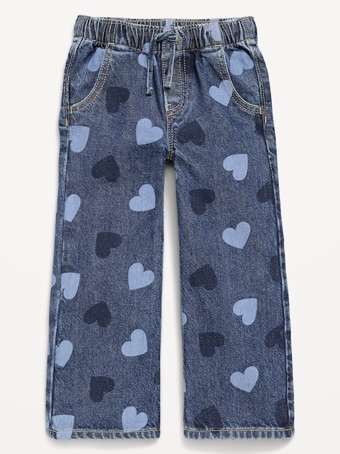 High-Waisted Baggy Wide-Leg Pull-On Jeans for Toddler Girls