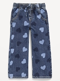 Image number 1 showing, High-Waisted Baggy Wide-Leg Pull-On Jeans for Toddler Girls