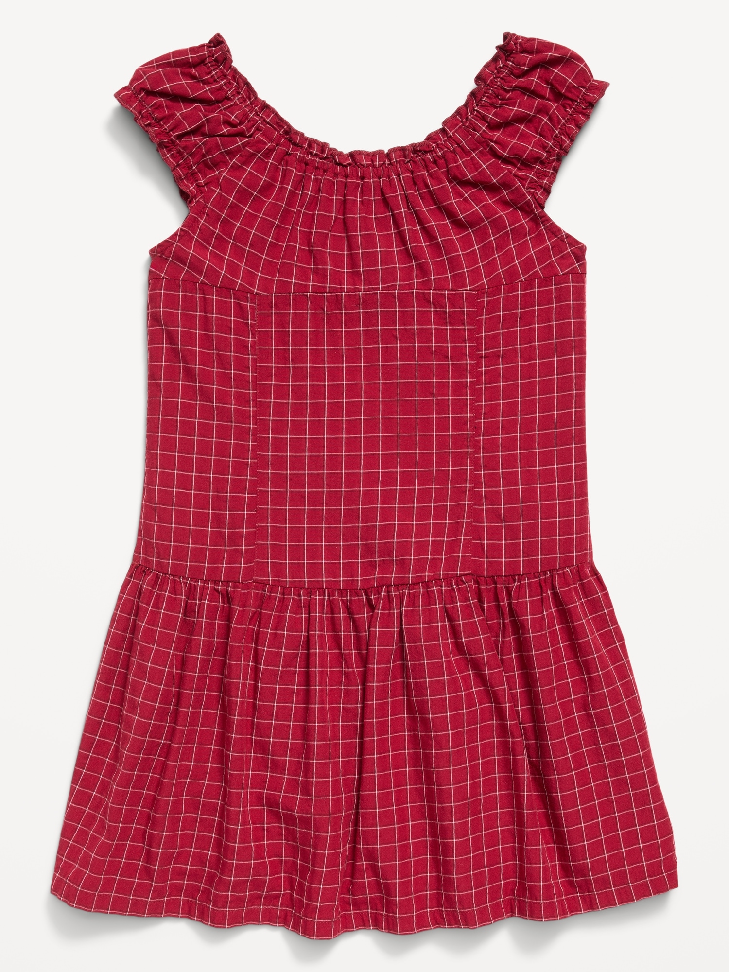 Short-Sleeve Fit and Flare Button-Front Dress for Girls