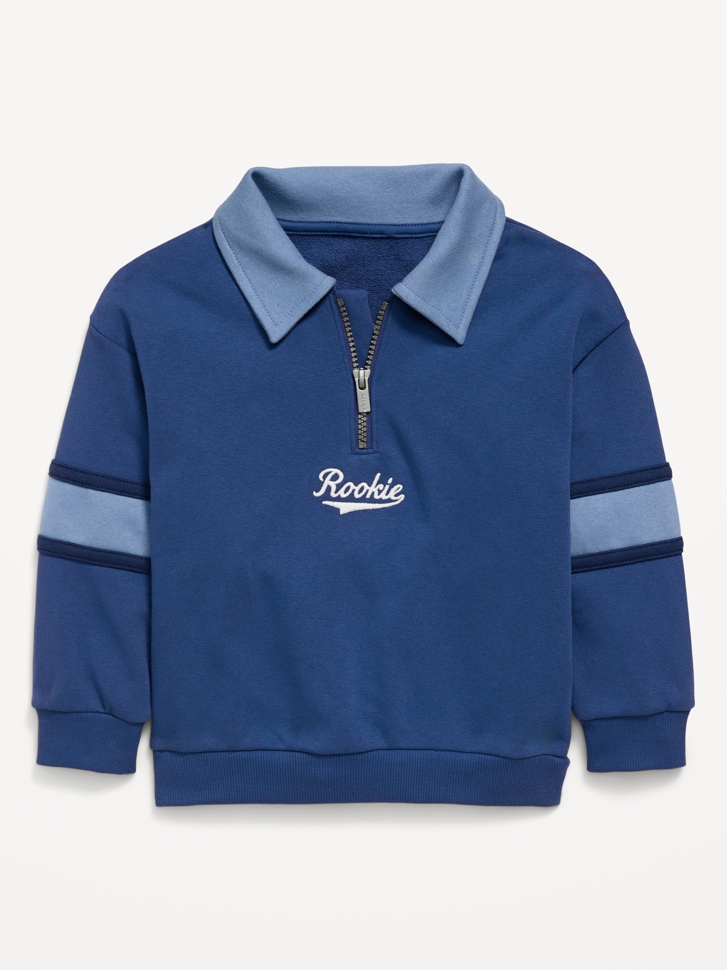 Oversized Graphic Collared French Terry Quarter-Zip for Toddler Boys