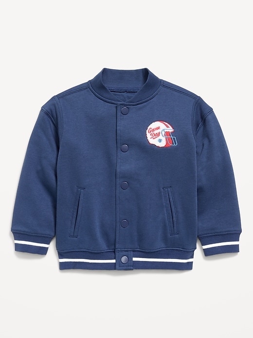 Image number 1 showing, Oversized Fleece Bomber Jacket for Toddler Boys