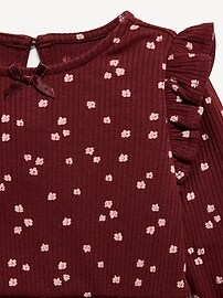 Image number 2 showing, Printed Long-Sleeve Ribbed Ruffle-Trim Jumpsuit for Baby