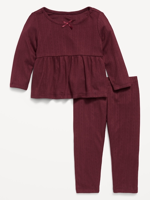 Image number 1 showing, Long-Sleeve Pointelle-Knit Top and Pants Set for Baby