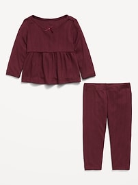 Image number 3 showing, Long-Sleeve Pointelle-Knit Top and Pants Set for Baby