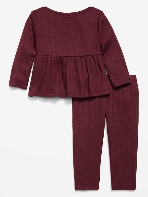 Image number 2 showing, Long-Sleeve Pointelle-Knit Top and Pants Set for Baby