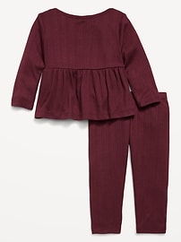 Image number 2 showing, Long-Sleeve Pointelle-Knit Top and Pants Set for Baby