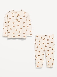 Image number 2 showing, Long-Sleeve Waffle-Knit Henley Top and Pants Set for Baby
