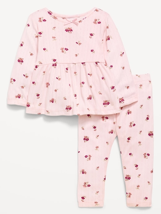 Image number 1 showing, Long-Sleeve Pointelle-Knit Top and Pants Set for Baby