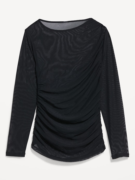 Image number 4 showing, Long-Sleeve Draped Mesh Top