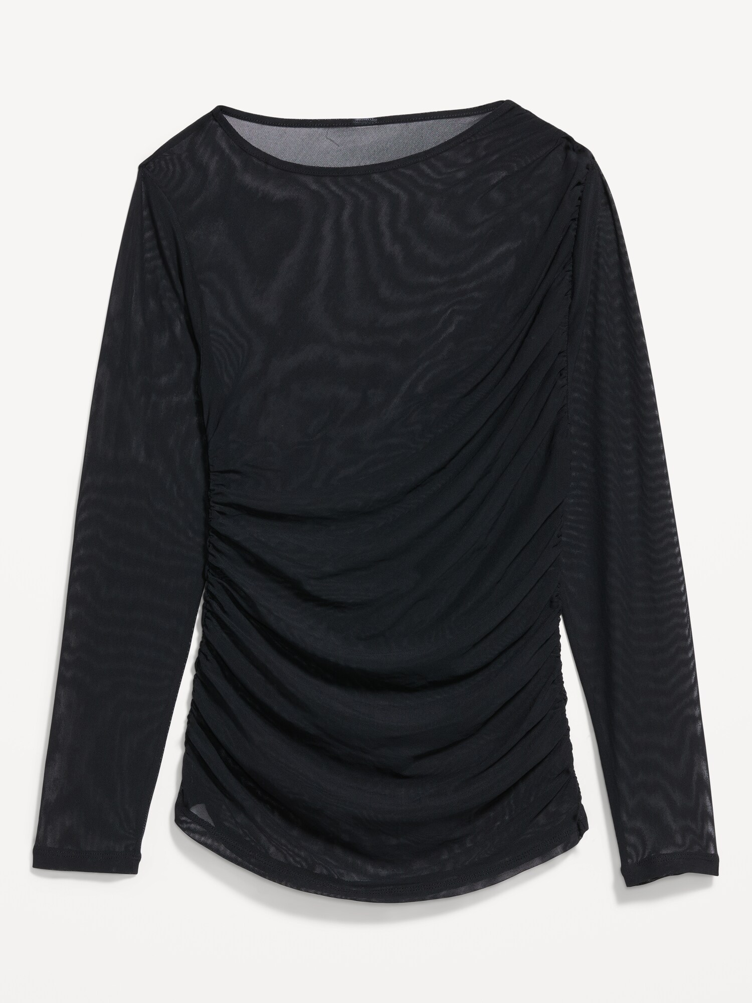 Женский топ Old Navy Long-Sleeve Asymmetrical Unlined Mesh Top, цвет: Чёрный — фото 4