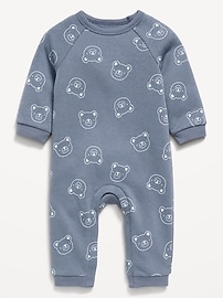Image number 1 showing, Printed Long-Sleeve Fleece One-Piece for Baby