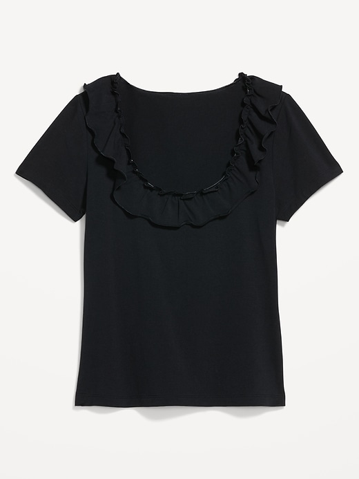 Image number 4 showing, Lettuce-Edge Scoop-Neck Top