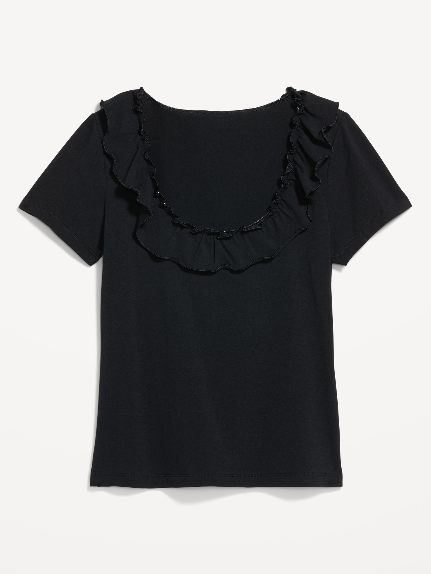 Lettuce-Edge Scoop-Neck Top