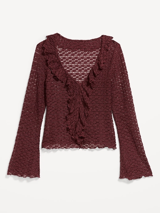 Image number 5 showing, Fitted Bell-Sleeve Ruffle Top
