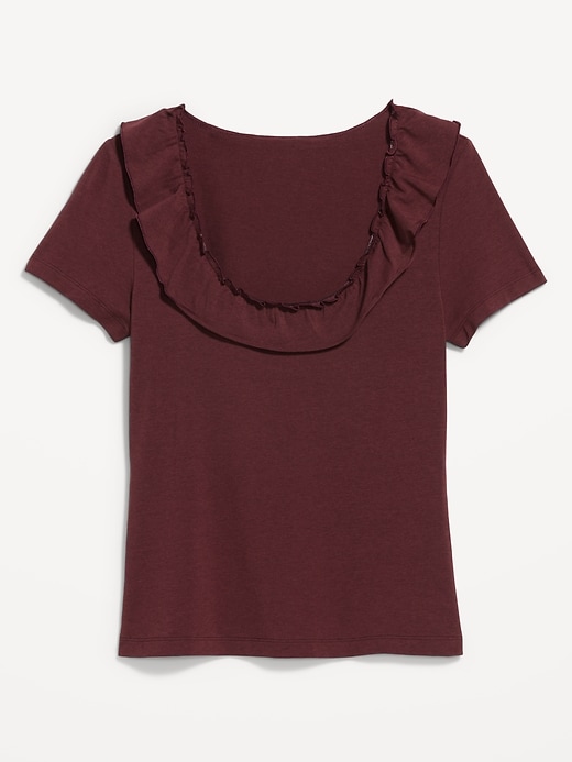 Image number 4 showing, Lettuce-Edge Scoop-Neck Top
