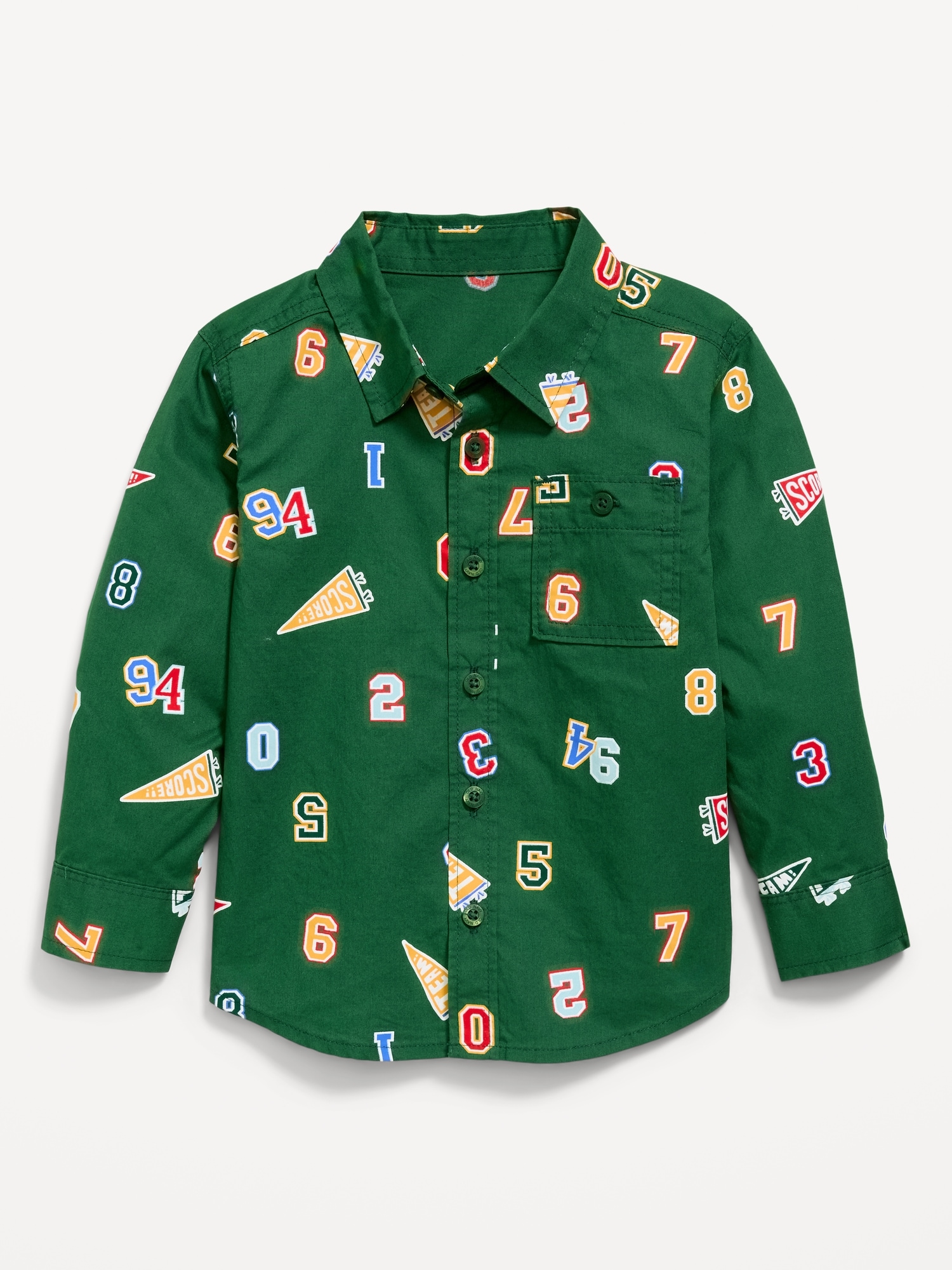 Printed Long-Sleeve Poplin Pocket Shirt for Toddler Boys