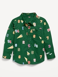 Image number 1 showing, Printed Long-Sleeve Poplin Pocket Shirt for Toddler Boys