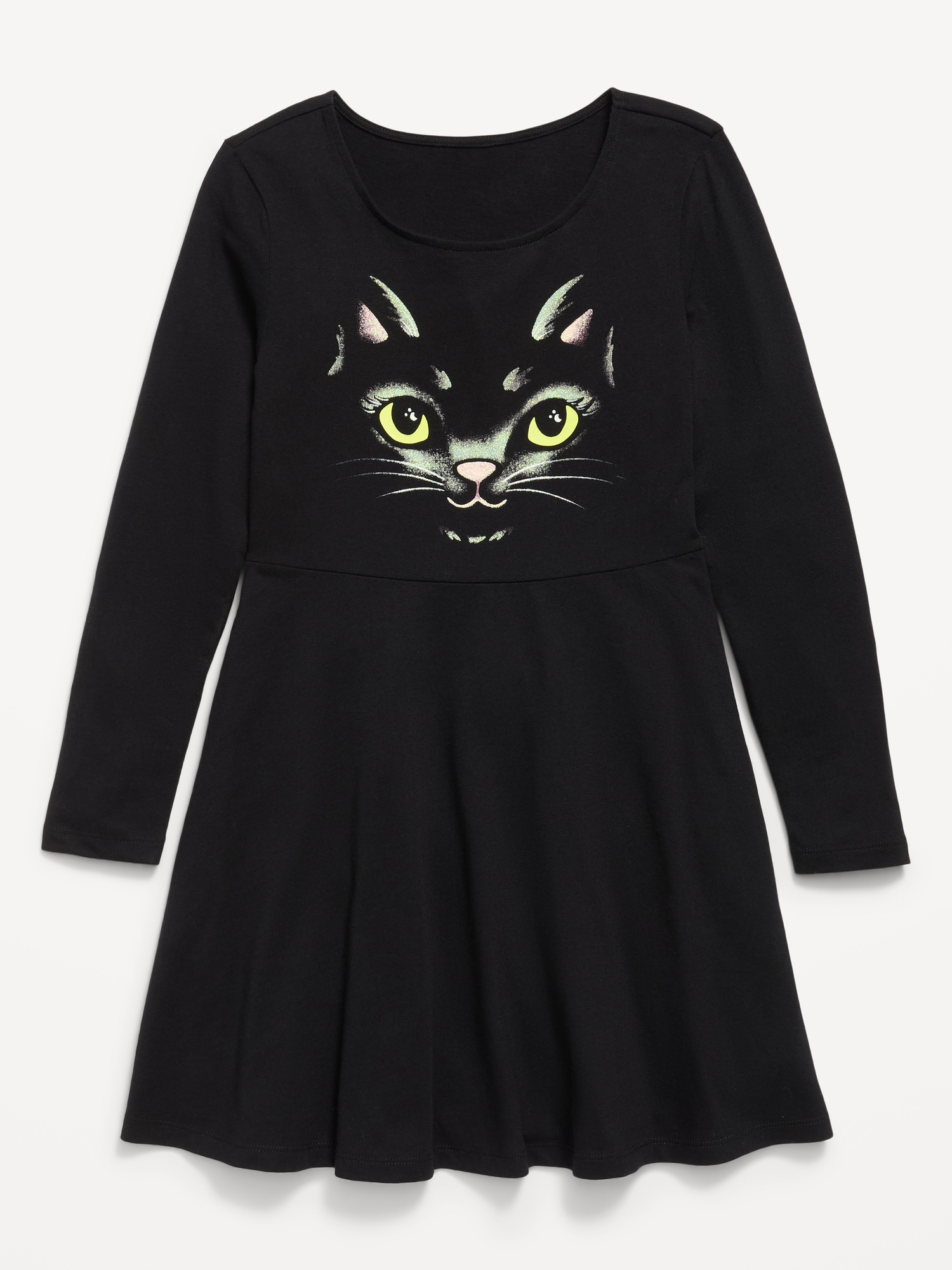 Long-Sleeve Graphic Fit and Flare Dress for Girls