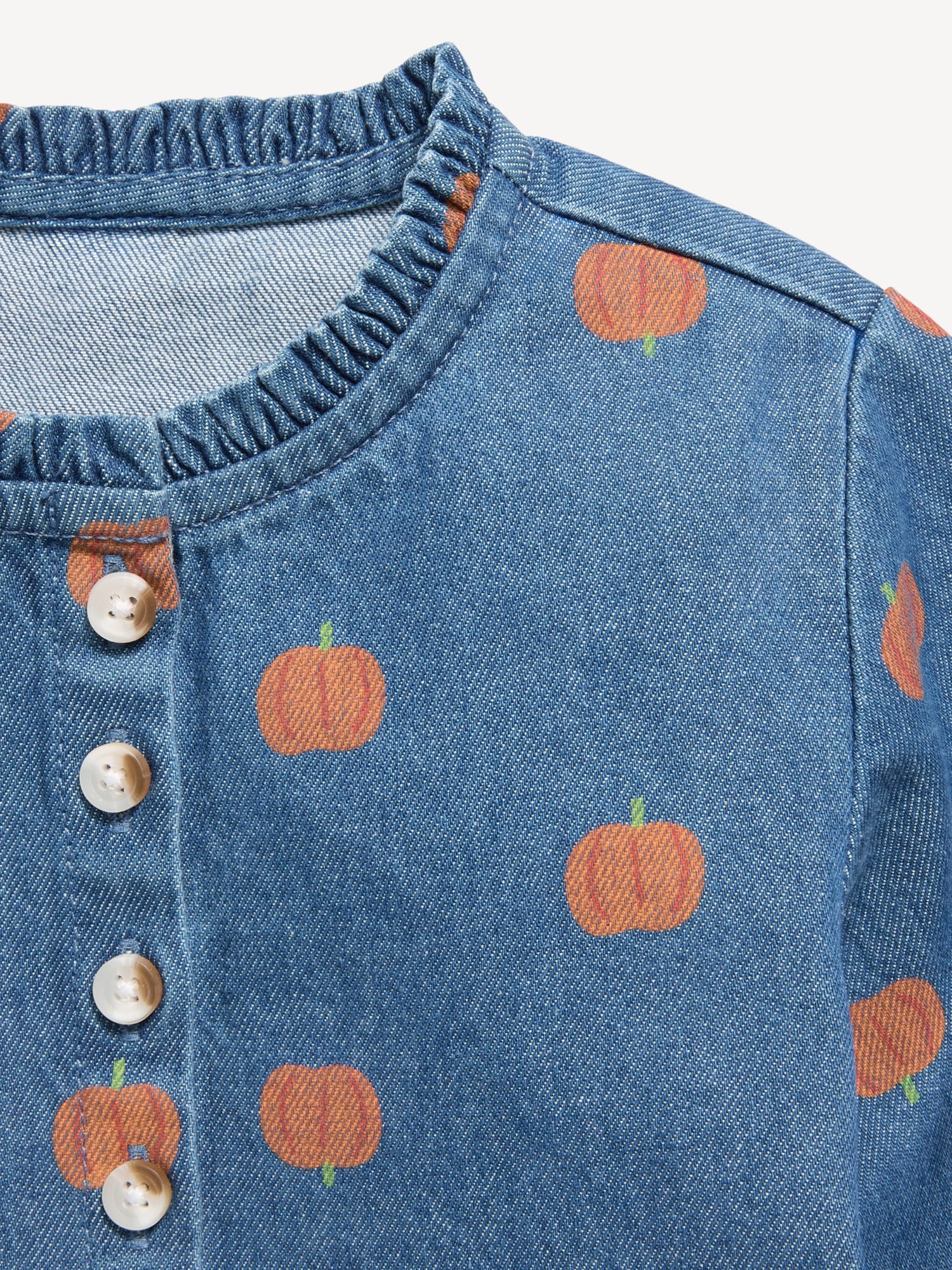 Printed Chambray Pocket Shirt Dress for Toddler Girls