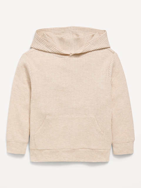 Waffle-Knit Pullover Hoodie for Toddler Boys