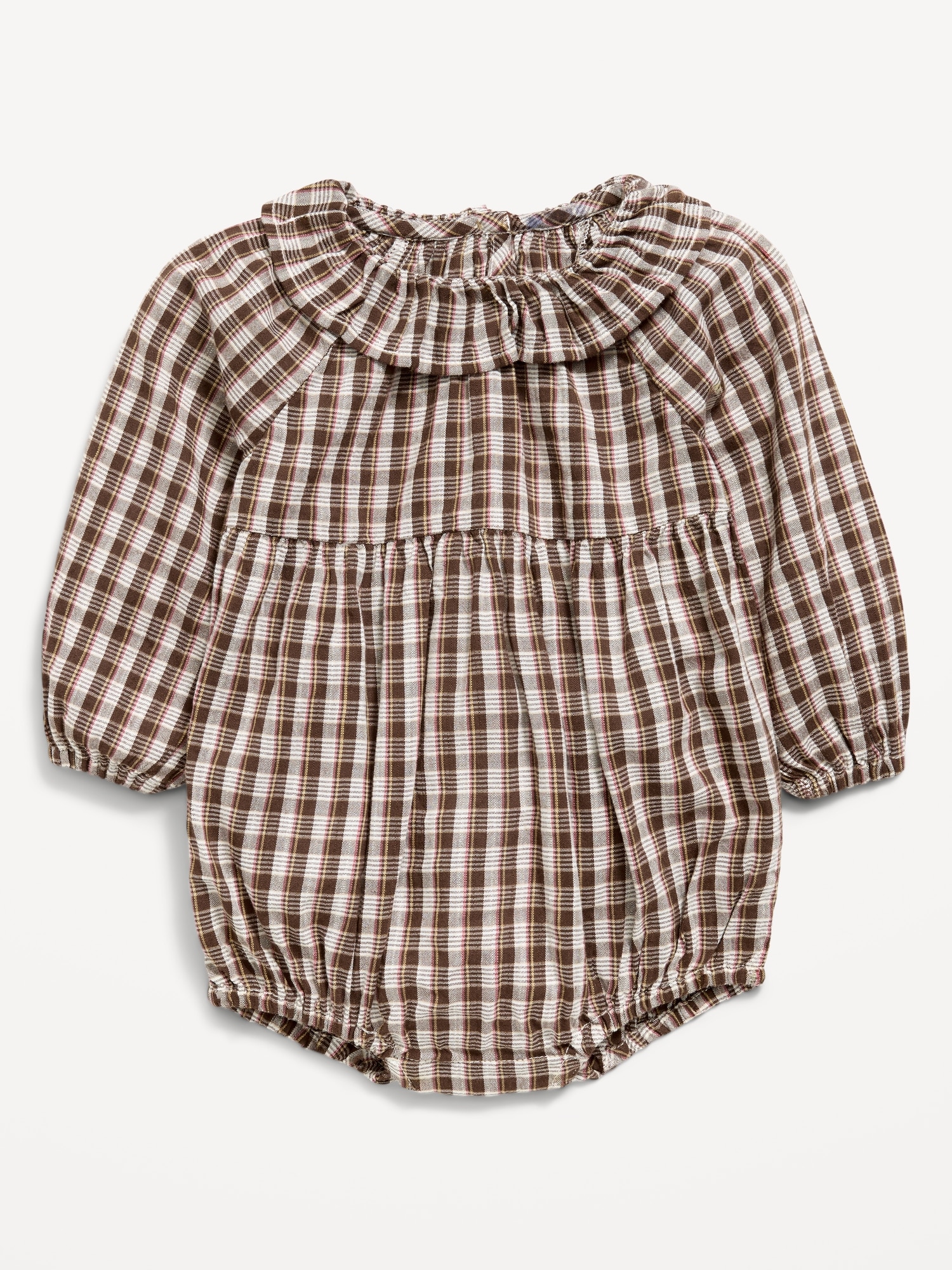 Printed Long-Sleeve Ruffle-Trim Romper for Baby