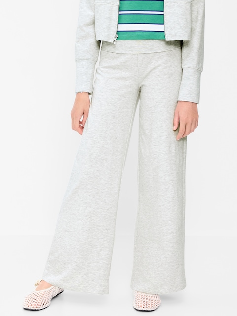 Foldover Jersey Knit Wide-Leg Pants for Girls