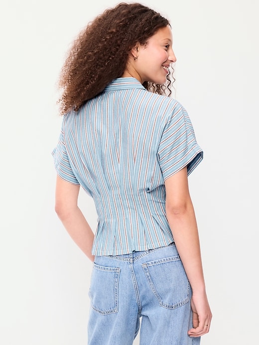 Image number 2 showing, Slim Short-Sleeve Cinched-Waist Button-Down Shirt