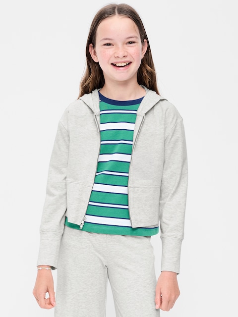 Fitted Cropped 2-Way-Zip Hoodie for Girls